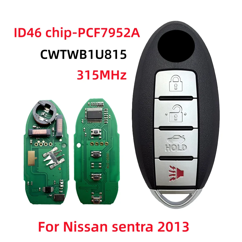 

CWTWB1U815 ID46-pcf7952A чип 315 МГц брелок дистанционный смарт-ключ от машины костюм для Nissan Sunny Teana Sylphy Sentra Versa 4 кнопки TWB1U815