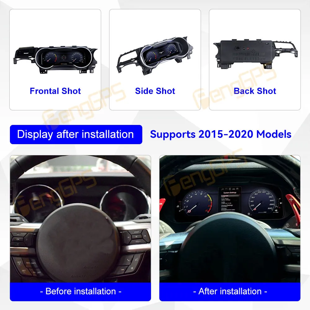 

New Design for Ford Mustang 2015 2020 Car Digital Dashboard Cluster 12.3 Inch LCD Automotive Speedometer Panel Virtual Cockpit