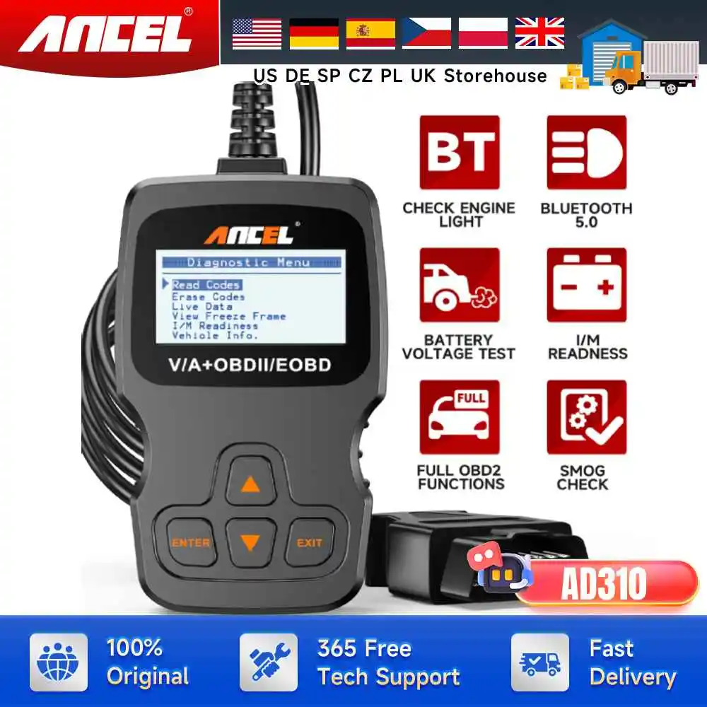 ANCEL AD310 Car Full OBD2 Diagnostic Tools OBD 2 Automotive Professional Check Engine Code Reader Scan Auto Automotive Scanner