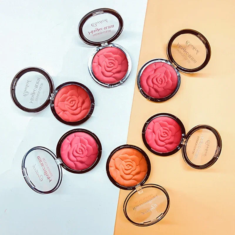 Rose Petal Relief Blusher 6 Colors Monochrome Blush Makeup Palette Mineral Powder Rouge Orange Pink Cheek Tint Blush Cosmetics