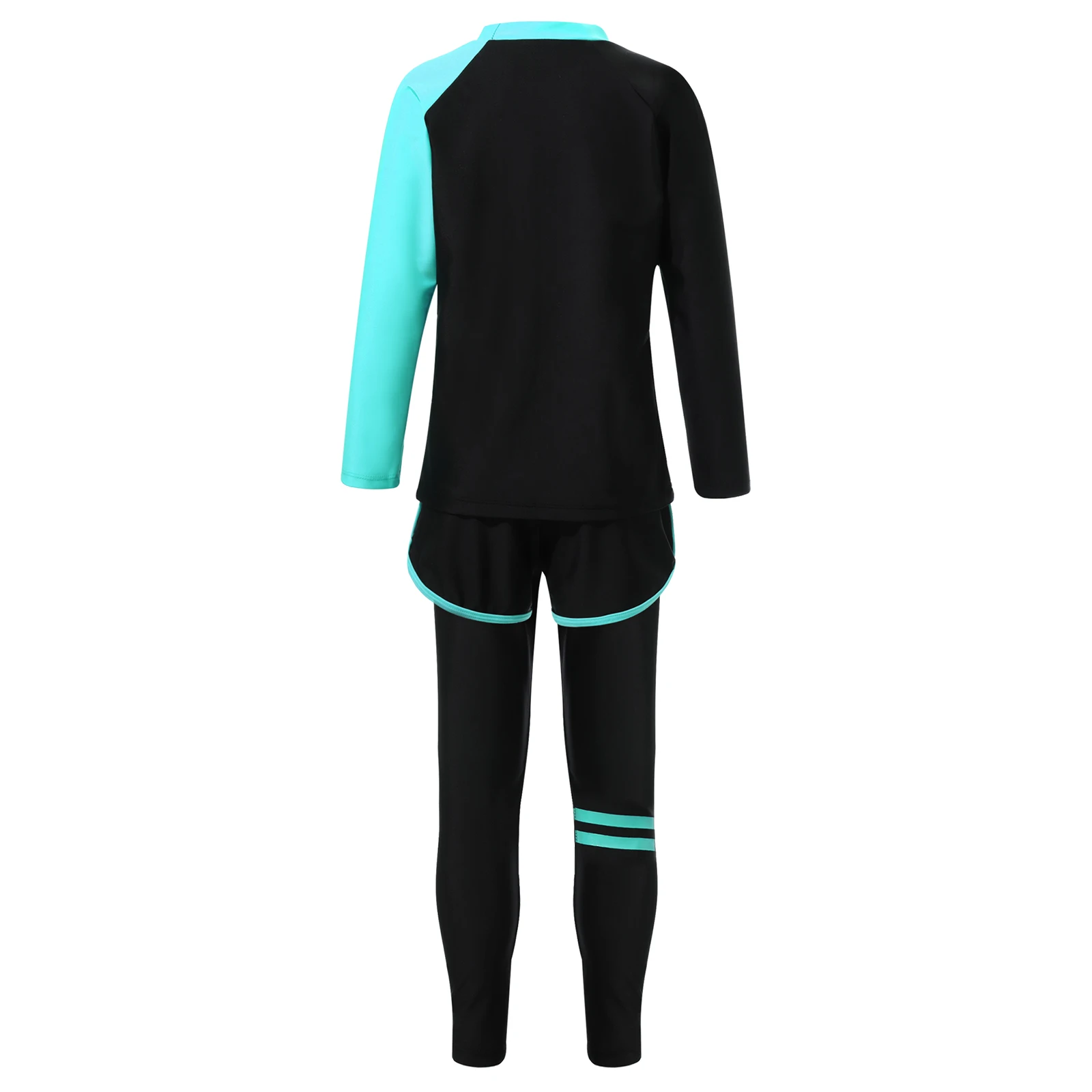 Children Sun Protection Swimwear Rash Guard Long Sleeve Swim Top with Shorts Pants Swimsuit Bathing Suit for Beach Surfing Pool