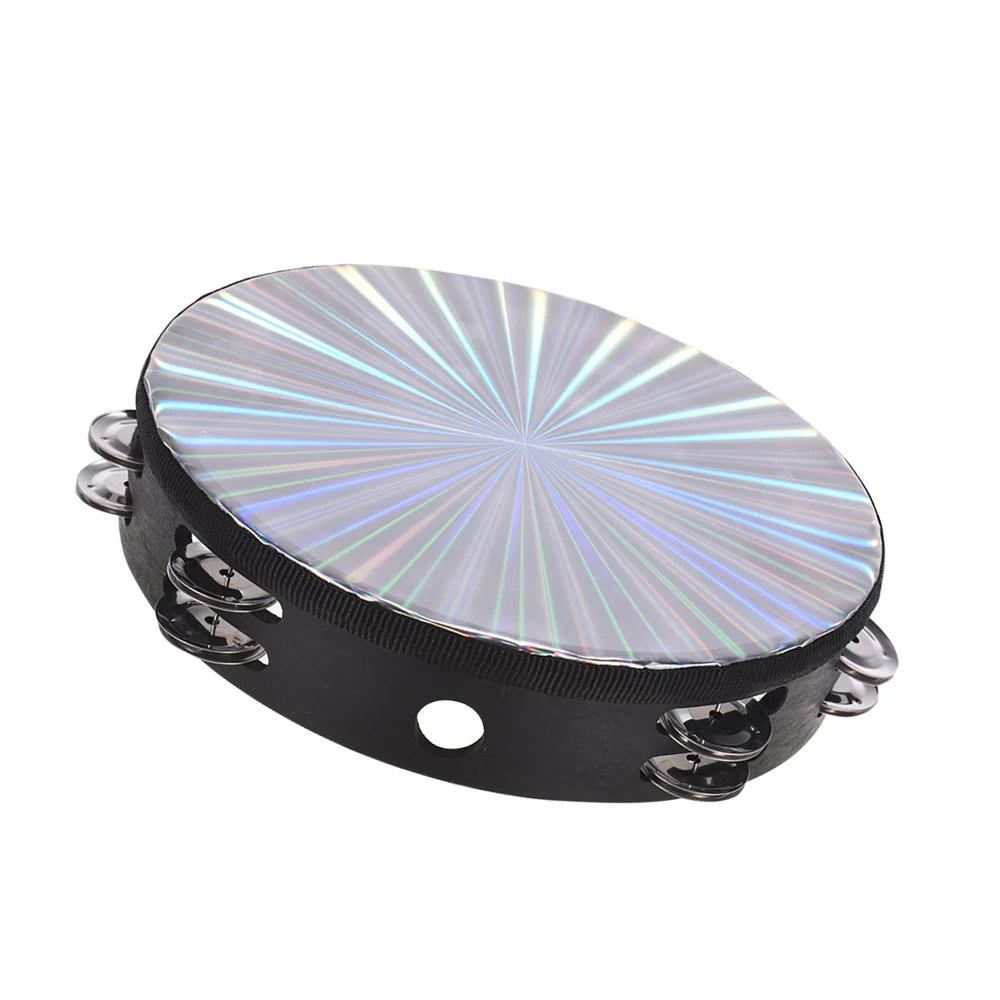 8 بوصة خشبية مشعة الدف Handbell اليد مع صف مزدوج الأناشيد عاكس رئيس آلة قرع موسيقية #5