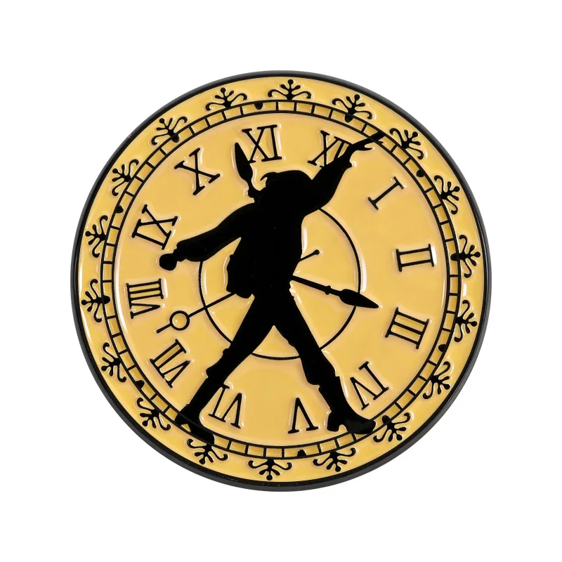 Cartoon clock design Enamel Pins Cartoon character silhouette metal accessory badge Jewelry Gifts Friends
