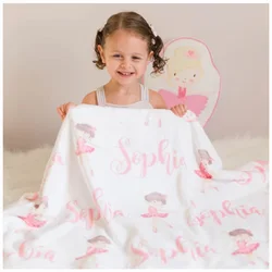 LVYZIHO Personalized Name Ballerina Baby Blanket - Custom Kids Blanket - 30x40 /48x60 /60x80 Inches Ballet Blanket