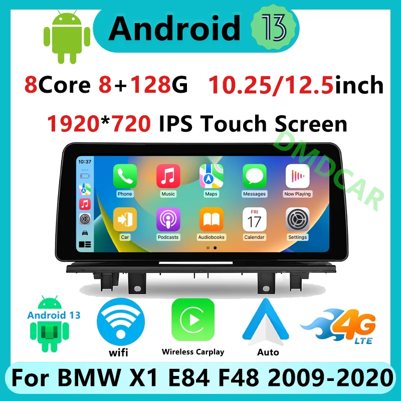 

12.5" HD Android 13 128G Carplay GPS Navigation Multimedia Video Player For BMW X1 E84 F48 Blue-tooth Car Radio 4G LTE WIFI