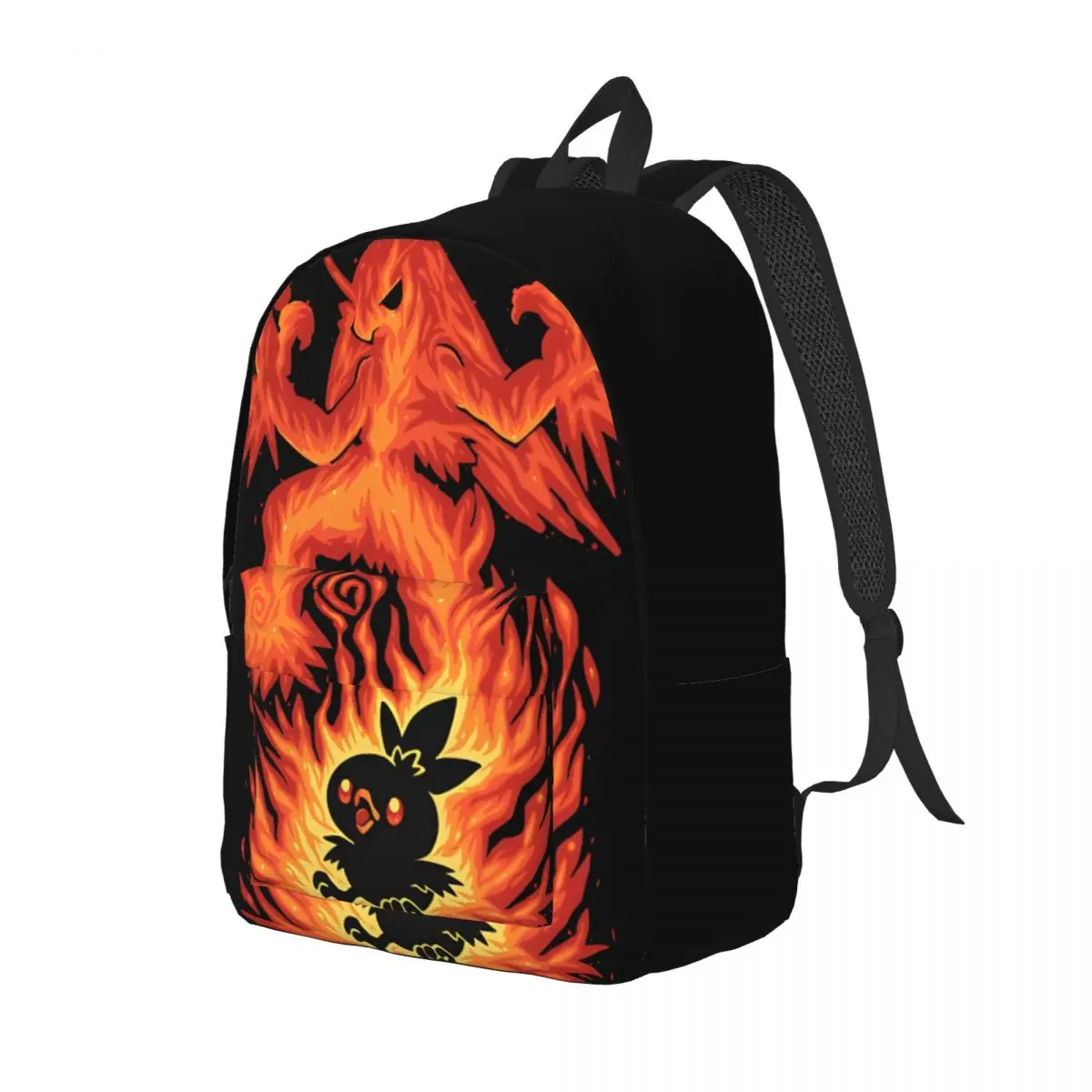 Silhouette Fire Chick Evolution Children's Bags Pokemon Children Portable Hiking Back To School Gift Large Capacity Schoolbag