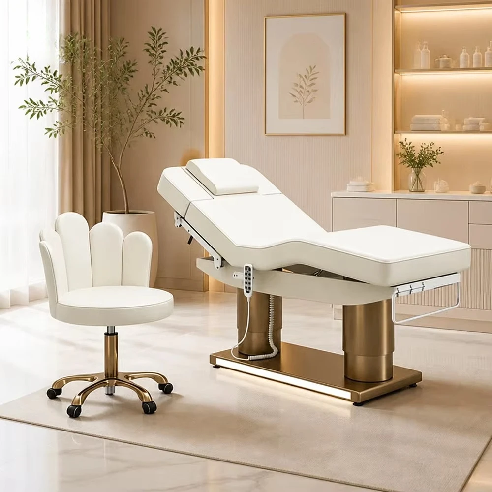 4 Motor Electric Beauty Bed Adjustable Facial Treatment Table Spa Massage Lash Bed Tattoo Salon Furniture