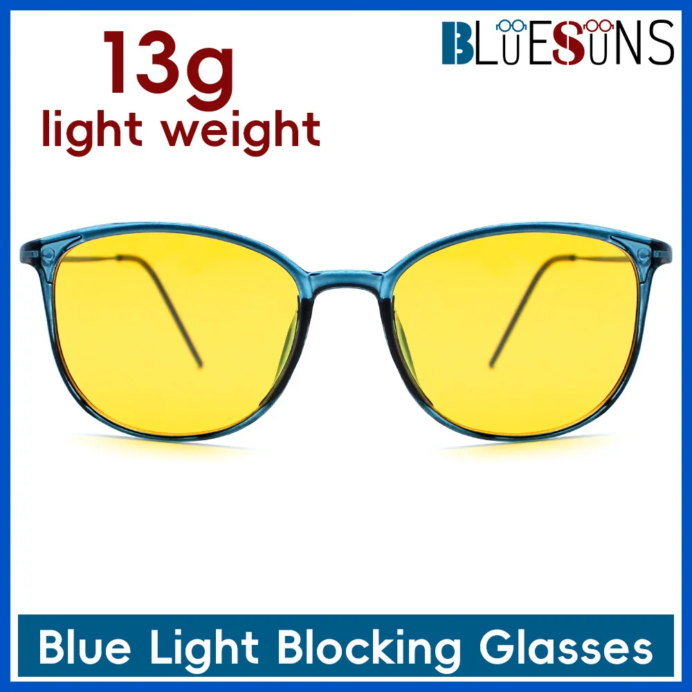 เลนส์สีเหลืองน้ำหนักเบาเป็นพิเศษแว่นตาป้องกันแสงสีฟ้าวัสดุ TR สำหรับการดูแลดวงตาและการเพิ่มความคมชัด