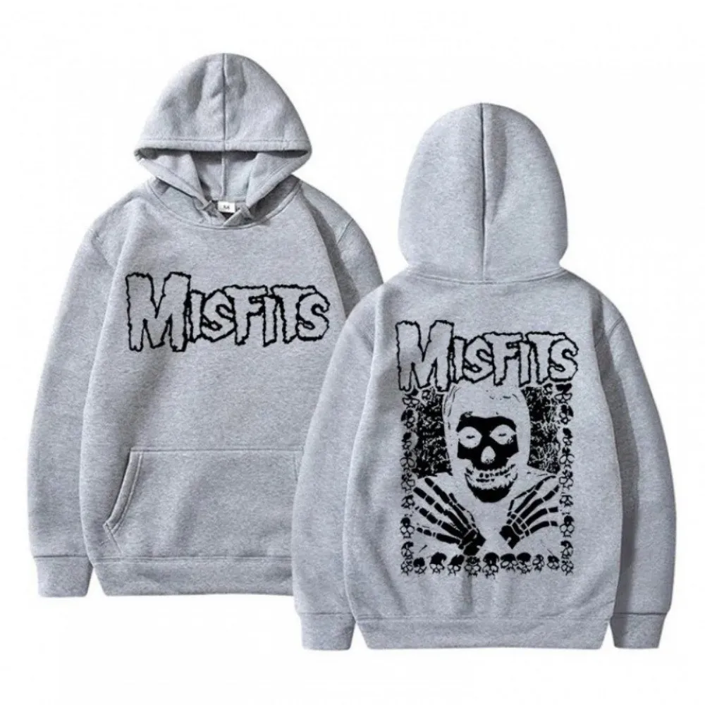 Misfits Skull Graphic Print Hoodie – Casual Punk Rock Style, Streetwear, Autumn/Winter, Unisex Hoodie