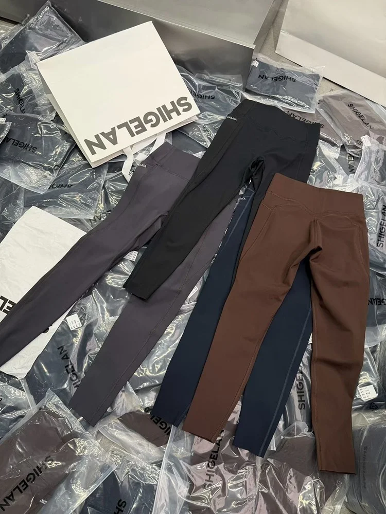 

GGAO Poem Lan Fce Lined Yoga Pants High Elastici Warm Slimming Base Layer Pants Comfortable Cotton Print Casual Trousers