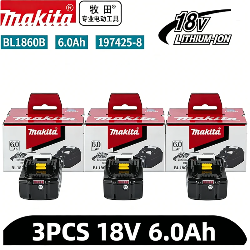 

2026 New 6000mAh Original Makita 6Ah Lithium Battery Replacement for 18V Tools BL1830B BL1850B BL1850 BL1840 BL1860 BL1815