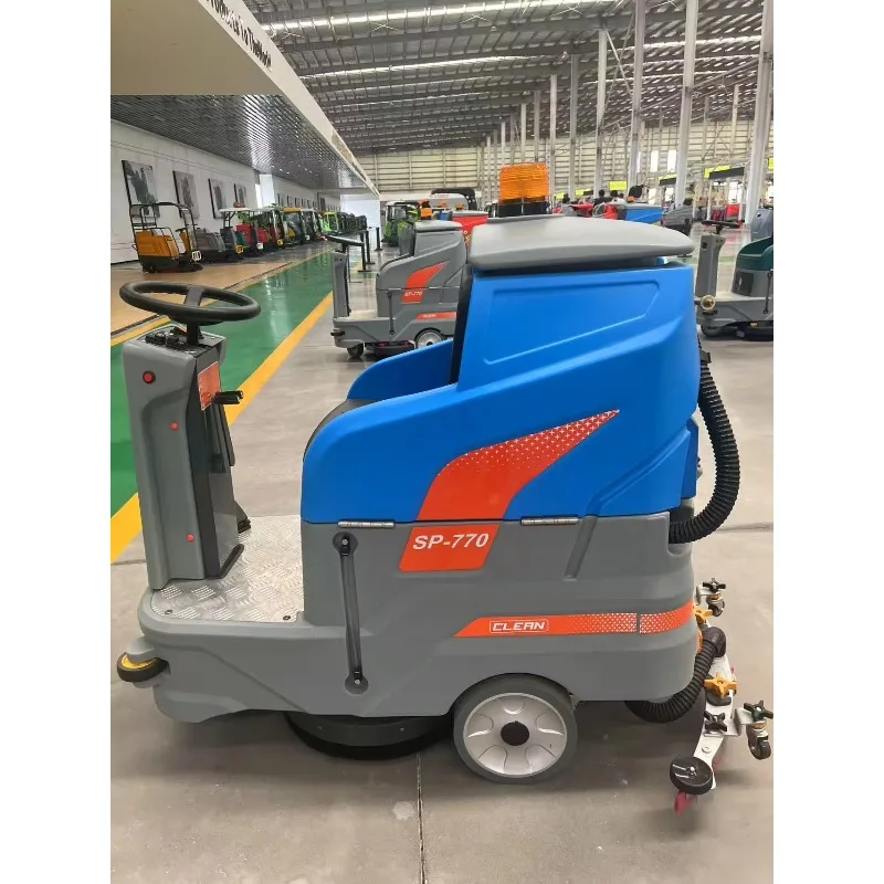 Model 770 Ride-On Floor Scrubber | Factory Direct Sale 4-5 H Long Working Time | Specialized for Warehouse Cement Floor Cleaning
