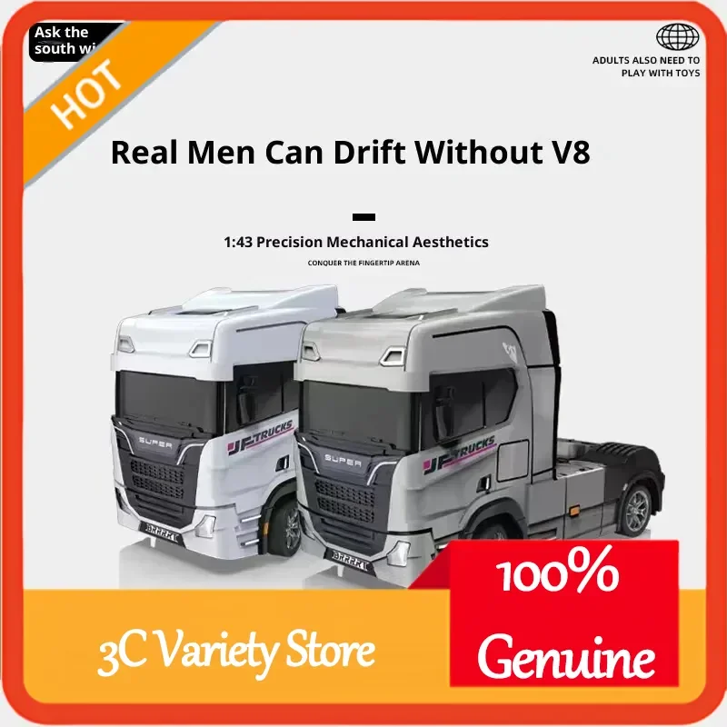 

Mini Desktop Drift Car 1:43 Scale RC Remote Control Semi-Truck Gift Set with Gyro Full-Function Vehicle And Accessories for Boys