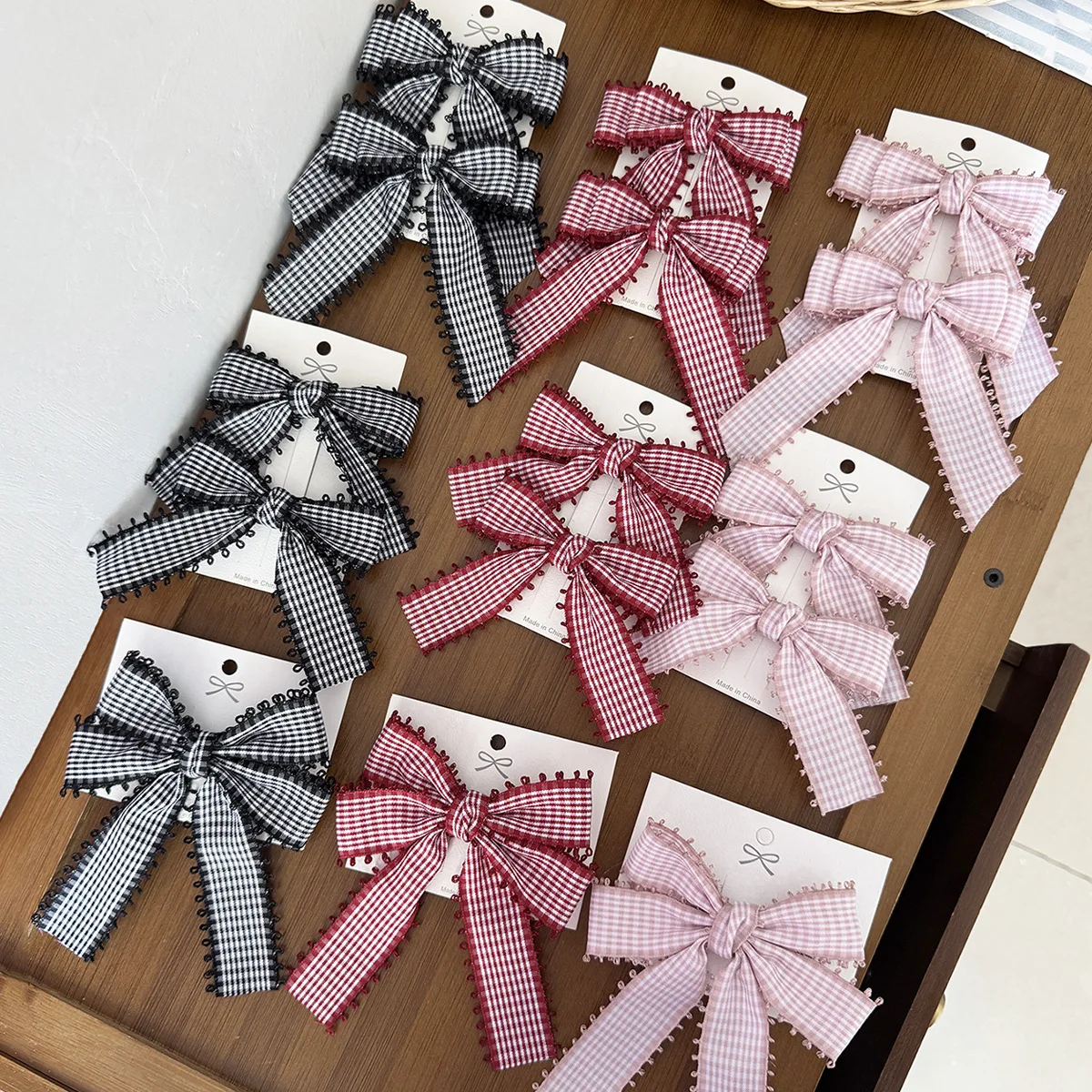 

30pc Tartan Plaid Print Bow Hair Clips for Women And Girls Long Tassel Hairpins Hair Grips Hair Accessories Bulk Pack Headwear
