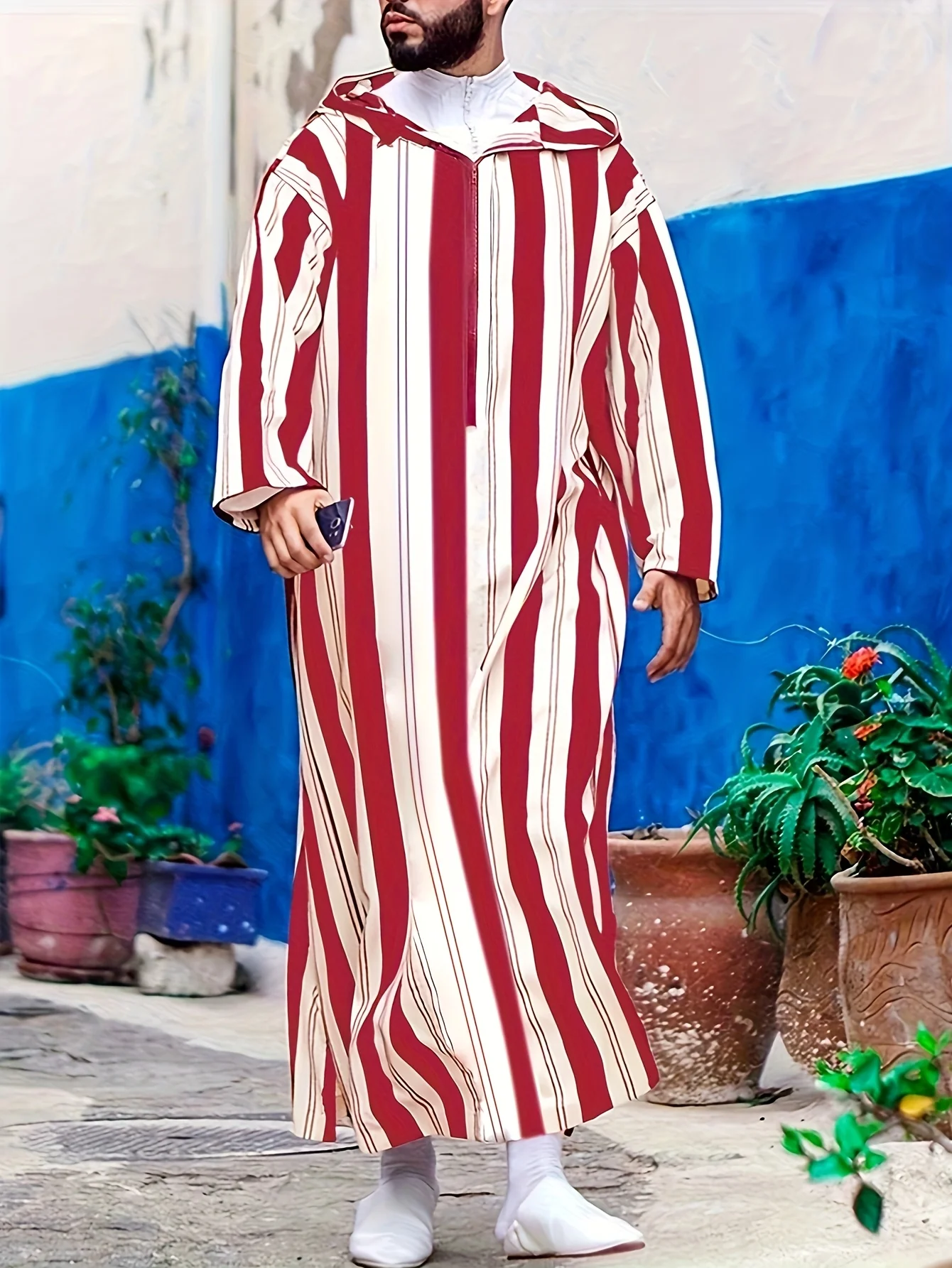 

2026 Middle Eastern striped patchwork robe