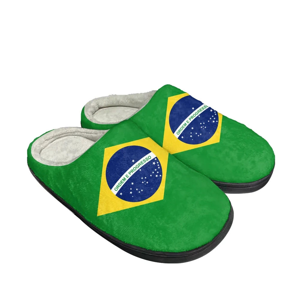 

Hot Cool Brazil Flag Fashion Cotton Custom Slippers Mens Womens Sandals Plush Casual Keep Warm Shoes Thermal Comfortable Slipper