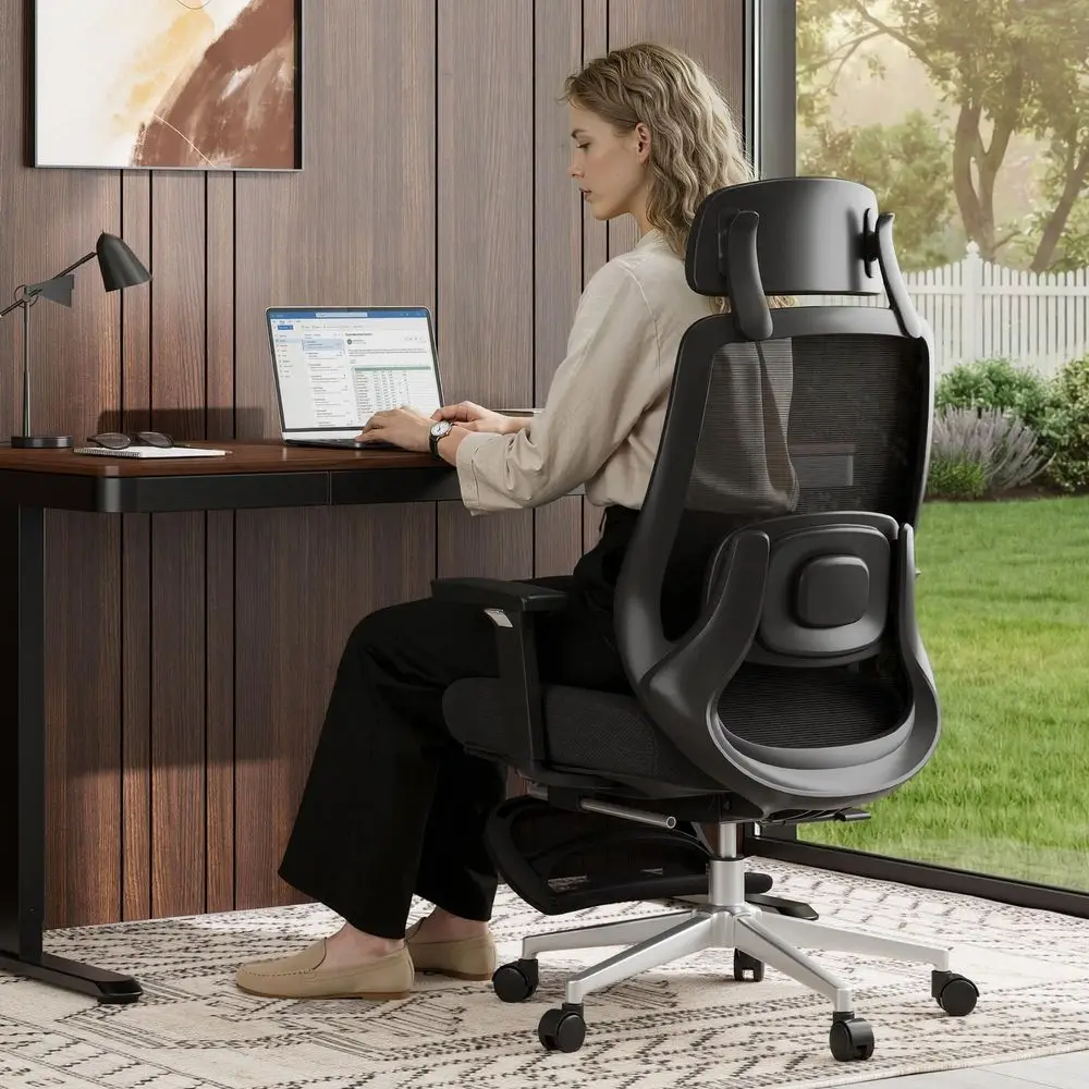 

Massage Office Chair with Footrest, High Back Ergonomic Desk Chair with Adjustable Headrest, 3D Armrests, 2D Lumbar Heated Shia
