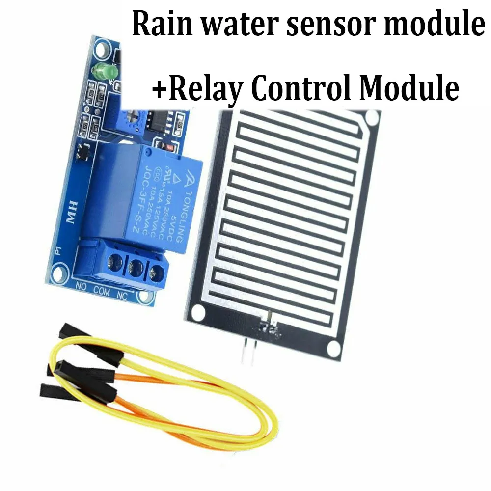 For Raspberry Pi Raindrop Water Detection Module 12V Sensor with Adjustable Relay Control for Weather Applications