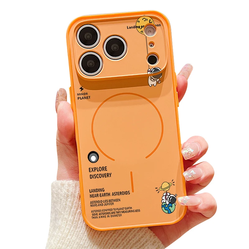 Hanging Astronaut Pattern Case For iPhone 17 Pro Max Magnetic For Magsafe Skin Feeling Cover For iPhone 16 18 Pro Max 15 14 13