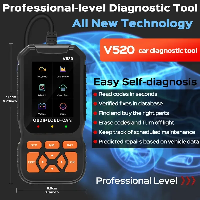 V520 Obd2 أداة تشخيص الماسح الضوئي للسيارة تحقق ضوء المحرك تعزيز تحقق قارئ رمز المحرك لرمز خطأ تنظيف السيارة #5