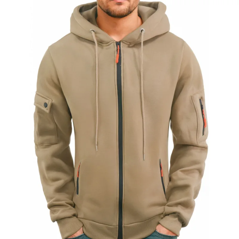 2024 New Men Zip Up Hoodies Casual Fleece Sweatshirt Half Dome Full Zip Hooded Sweatshirt Autumn Winter Hoodies Mens Clothing