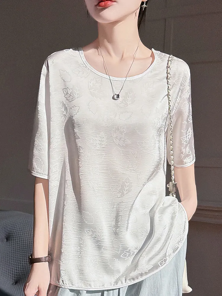 

Acetate Satin Flower Pattern Loose round Neck Sleeveless Top Women's Commute Style Fashionable Small Shirt Chinese Style
