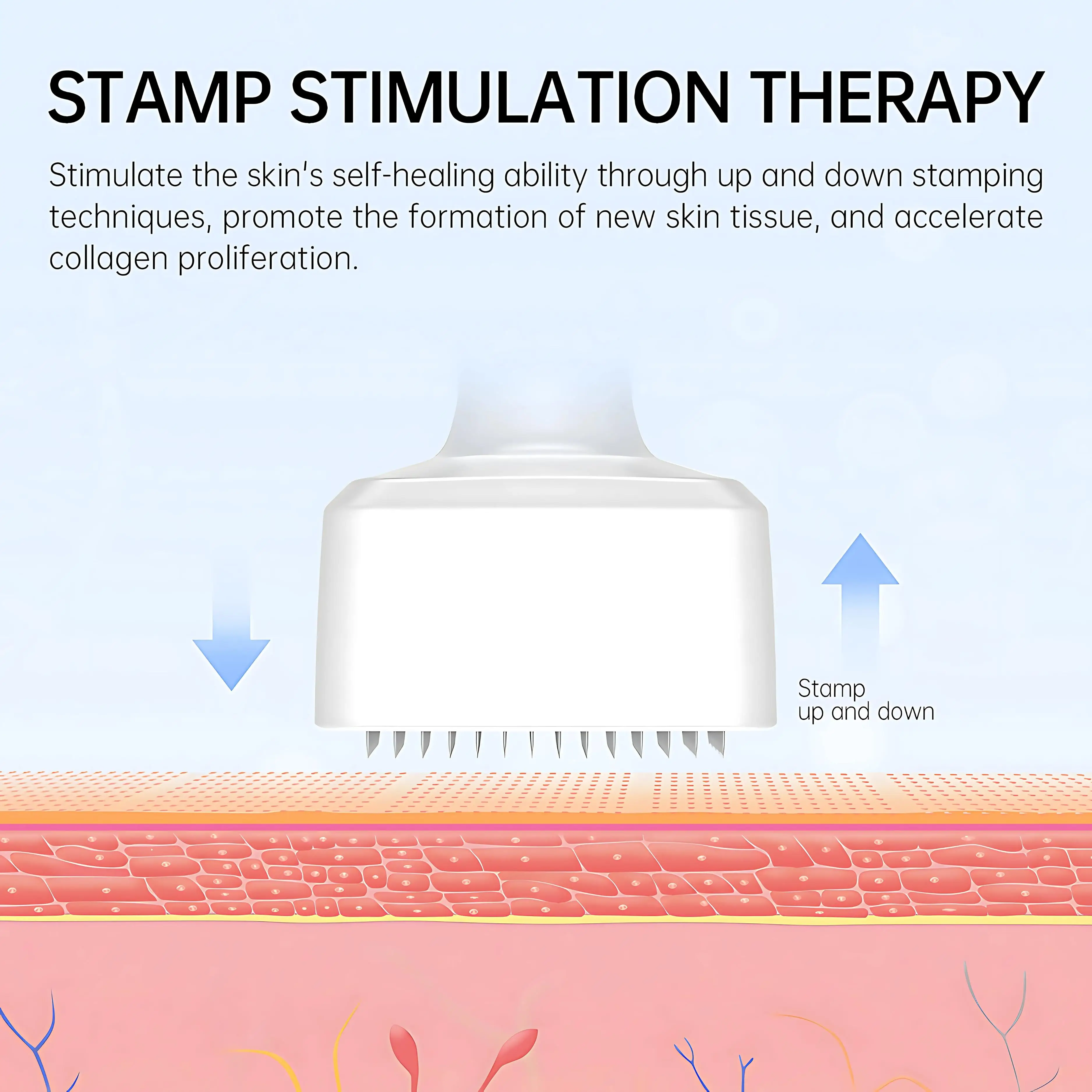 Professional Titanium Derma Stamp 0.25mm Microneedling Tool Face Skin Care Hair Beard Growth Ergonomic Micro Needle Roller Portable Beauty Device White view 6
