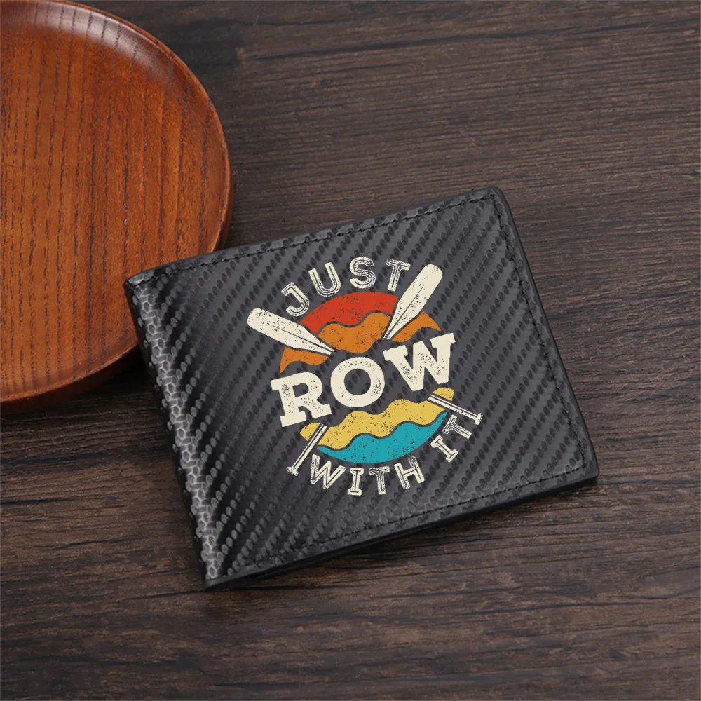 Rowing boat graphic,just row it,water sports Men's Wallets Simple Business Modern Stylish Printing Design Gifts For Father Boyfr