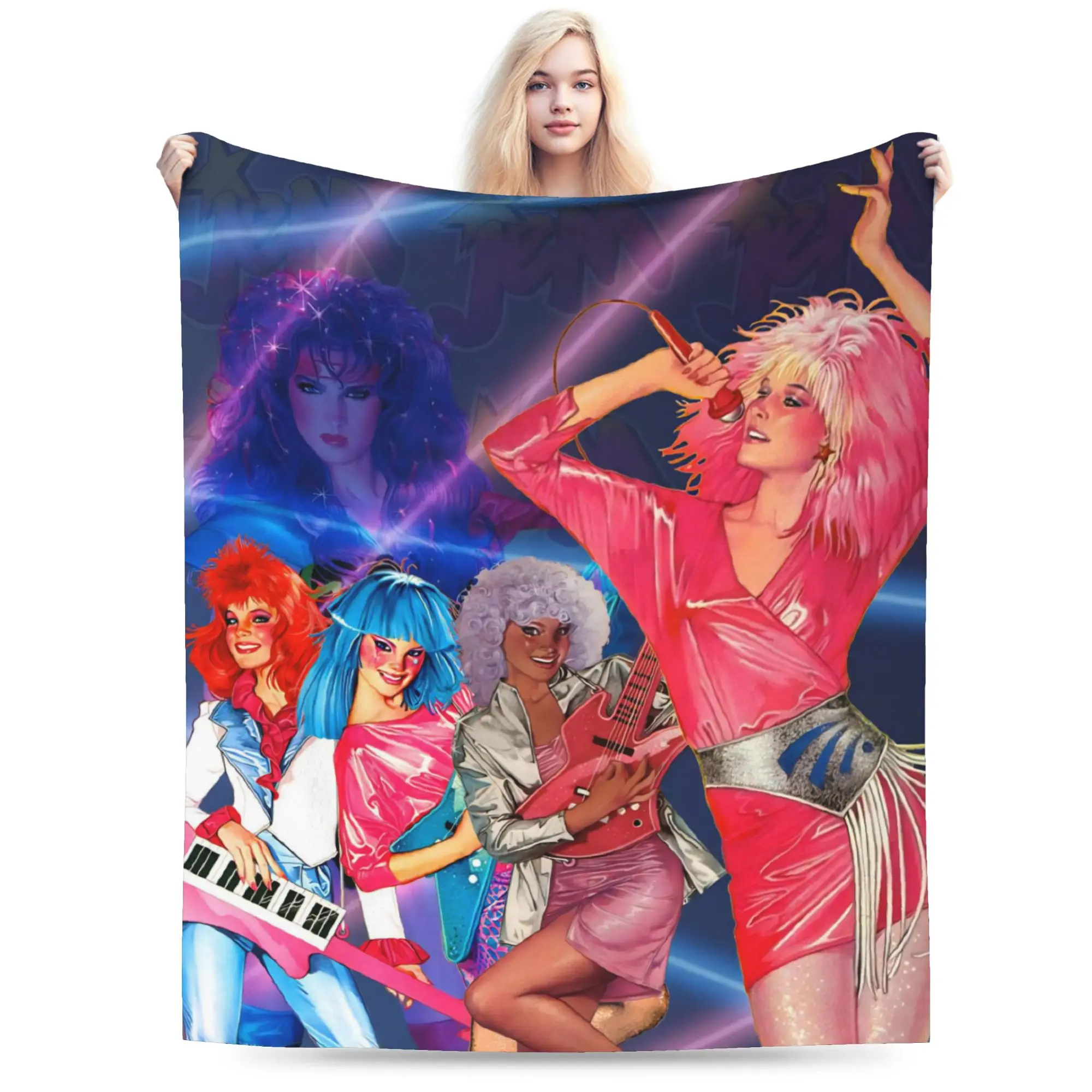 Jem And The Holograms Merch Blanket Warm Cozy Fluffy  Throw Blankets for Couch 50x60 Inches Multi-size Bedspread