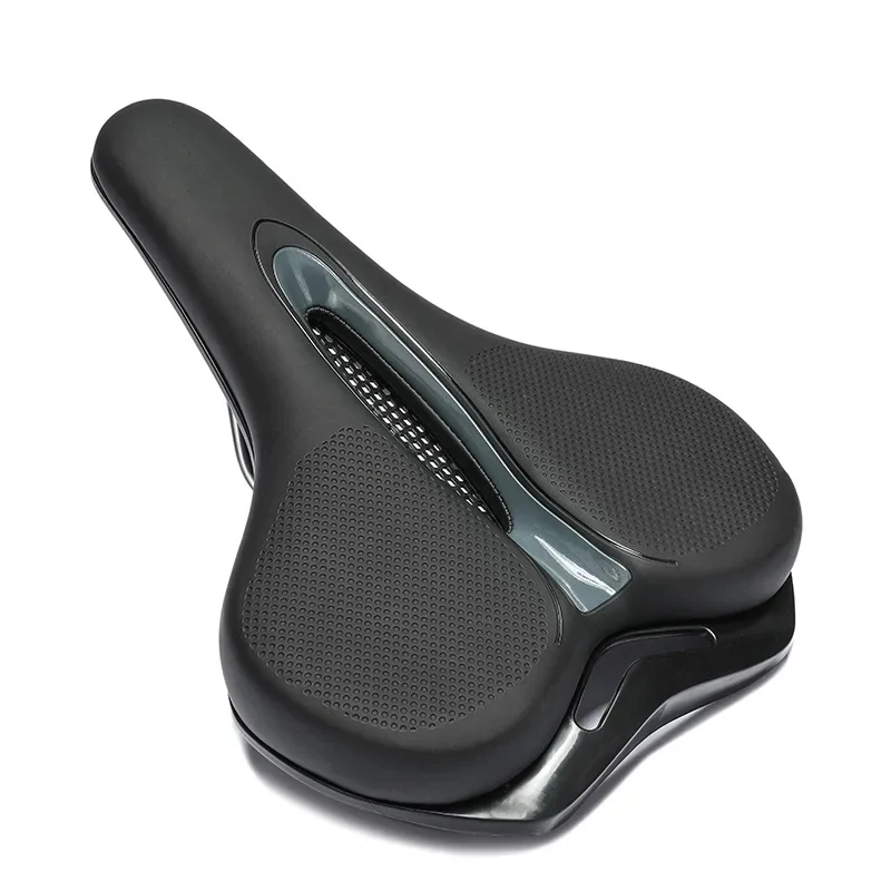 Bike Saddle Breathable Big Butt Cushion Leather Surface Seat Mountain Bicycle Shock Absorbing Hollow Cushion