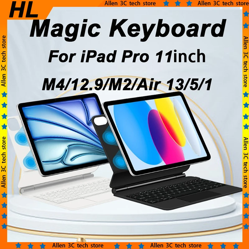 

HL Magic Keyboard для iPad Pro 11 дюймов 13 дюймов iPad Air 11/5/4 10,9 дюймов Air 13 Регулируемый чехол-подставка с подсветкой тачпад клавиатура