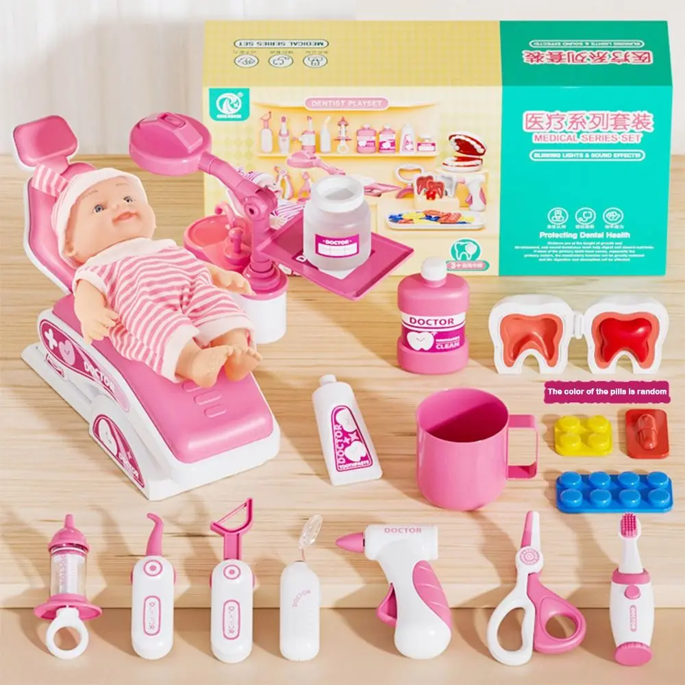 Nouveau ensemble de jouets de médecin en plastique cadeaux simulés Kit médical accessoires de jouets jeu de simulation jeu dentaire d'hôpital jeu pour enfants