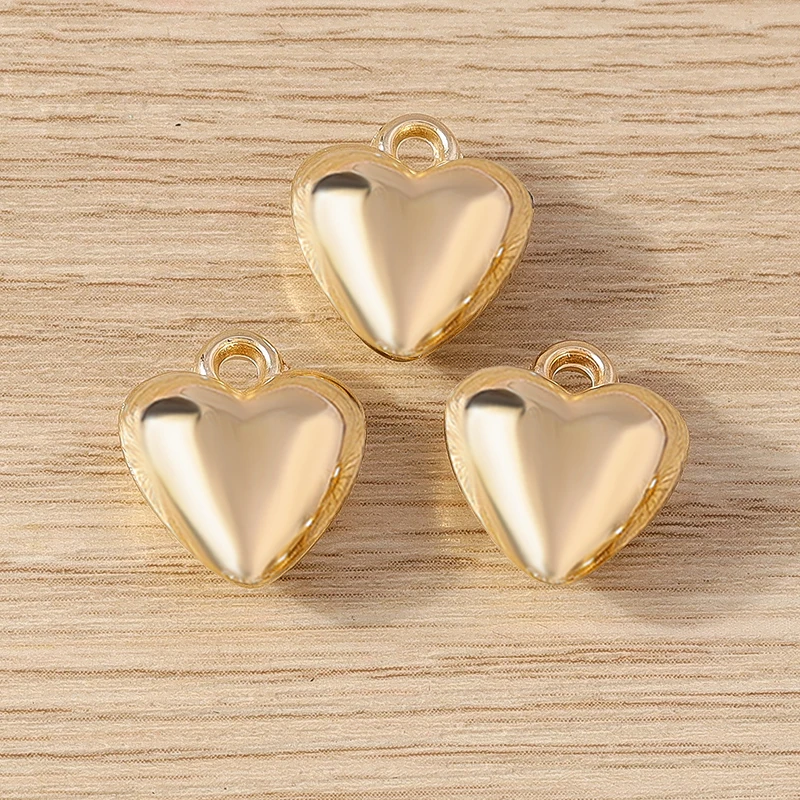 20 Stück 14 x 16 mm niedliche gold- und silberfarbene Liebesherz-Anhänger aus Legierung für die Schmuckherstellung, Ohrringe, Halsketten, Armbänder, DIY-Geschenke – Detail 3