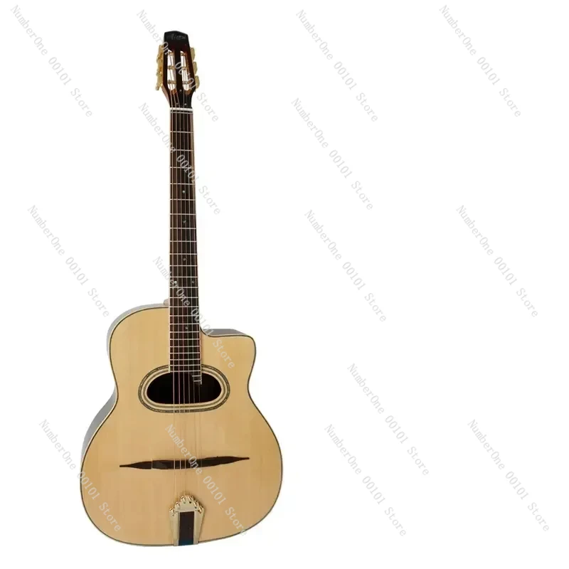 Acoustic Guitar Handmade Professionals Playable Gloss Finish D Hole Arch Top Steel String Gypsy Jazz Manouche