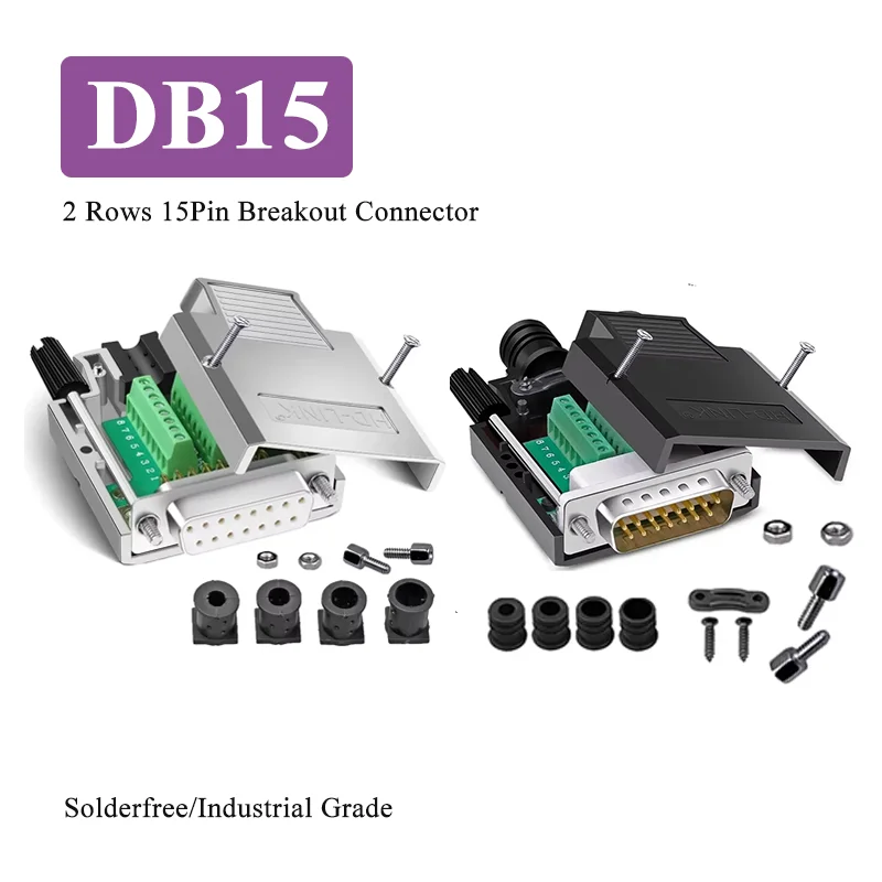 

DB15 Soldering-free Connector Industry 2 Rows 15Pin Breakout Connector DB15 Solderless Male Female Plug D-SUB Terminal Adapter