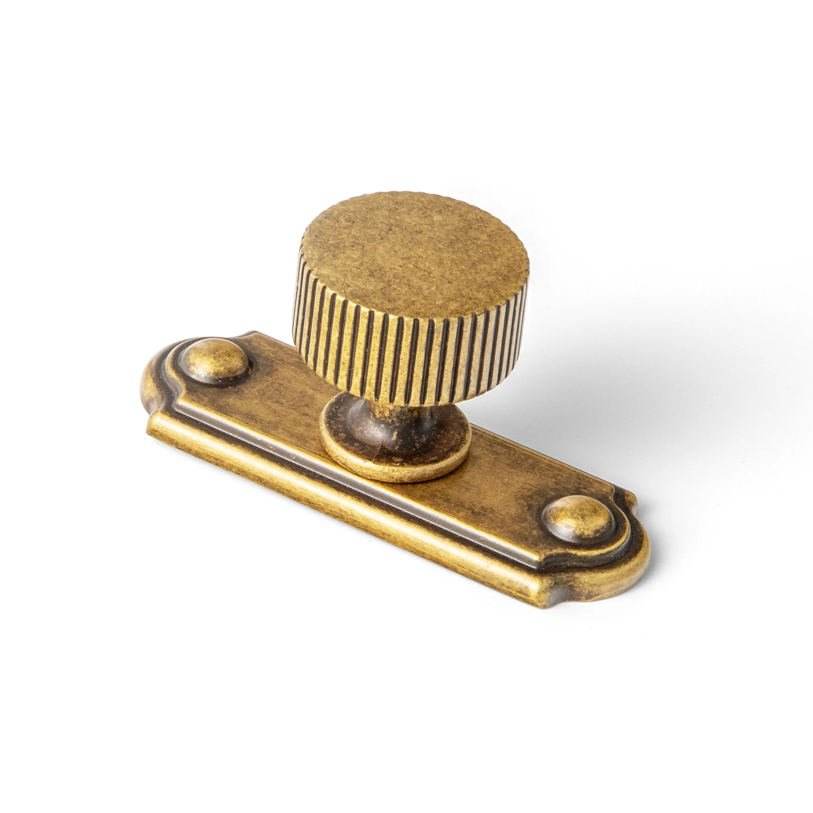 Furniture Hardware With Backplate - กู-กิ ลูกบิดตู้ทองเหลืองโบราณผสมสังกะสีพร้อมแผ่นรอง - อุปกรณ์ดึงตู้แบบรูเดี่ยวสำหรับห้องนอนและห้องครัว, แพ็คคู่