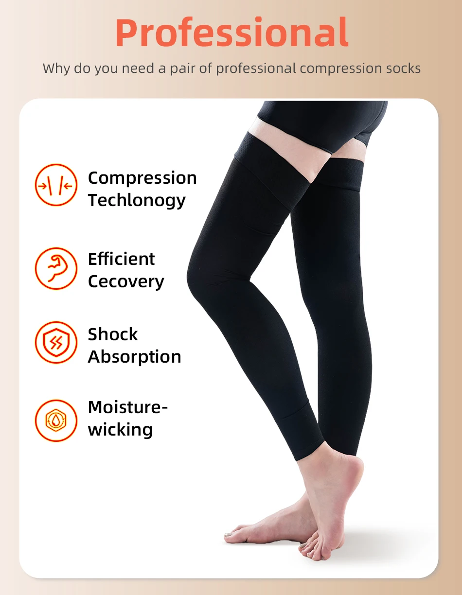 Leg beauty 34-46mmhg medizinische Kompression strümpfe Unisex Knie hoch elastische Klasse 3 Drucks trümpfe Schlaf füße Krampfadern behandeln – Detail 4