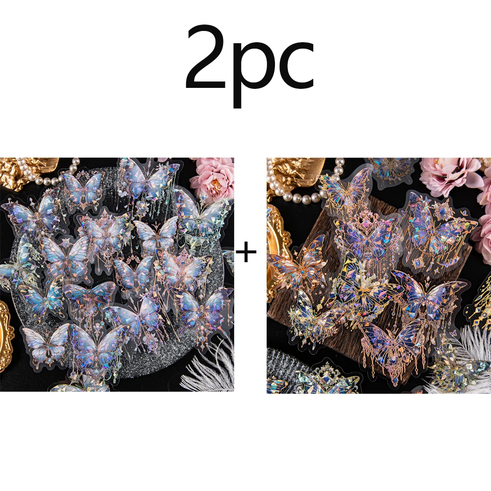 2шт сверкающие наклейки для домашних животных с бабочками, наклейки с мультяшными животными неправильной формы