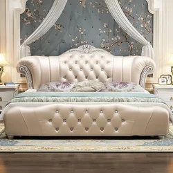 Wood Modern Bed Luxury Leather Classic Wedding Bed European Confortable Safe Camas De Matrimonio Dormitorio Bedroom Furniture