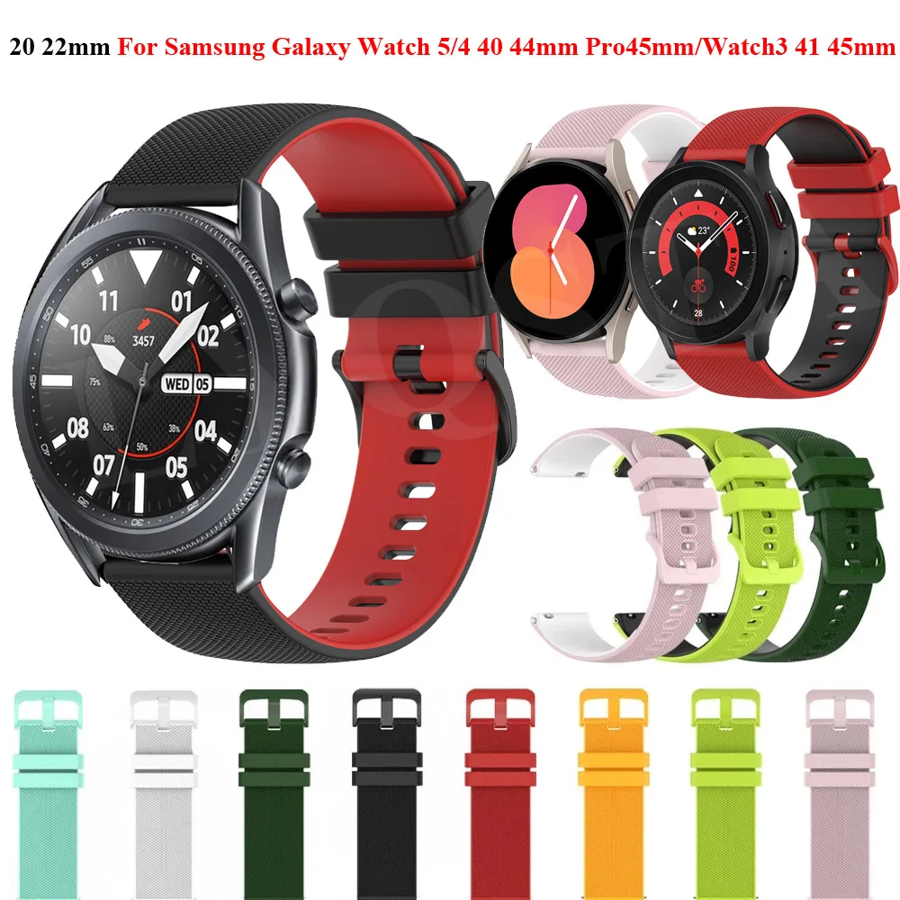 Watchband Silicone For Samsung Galaxy Watch 3 45 41 42 46mm watch 5 Pro 45mm Strap Sport Smart Wristbands Bracelet 20 22mm Strap