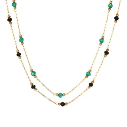 Stainless Steel Chain Beads Necklace 18K Yellow Gold Plated for Women Girls Gift Wholesale Jewelry