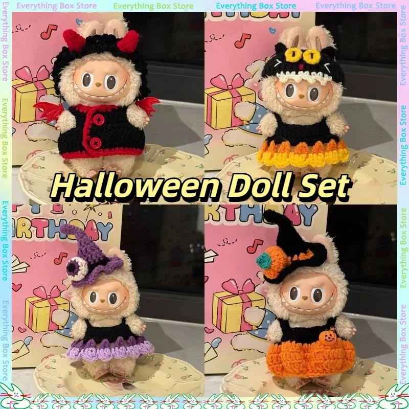 

New For 17cm Cute Doll Halloween Doll Set Suitable Pumpkin Hat Cotton Doll Neck Accessories Festival Doll Decoration