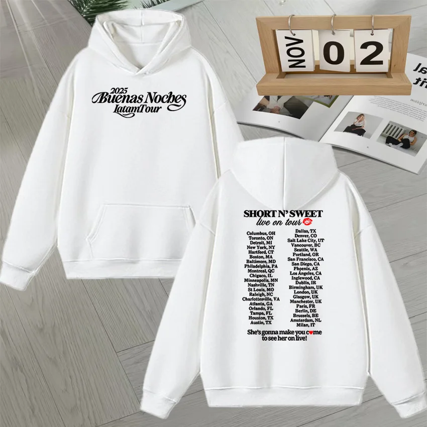 2025 Fashion Sabrina Carpenter Short N Sweet Live Tour Graphic Double Sided Print Hoodie Fleece Men Women Long sleeve Pullovers