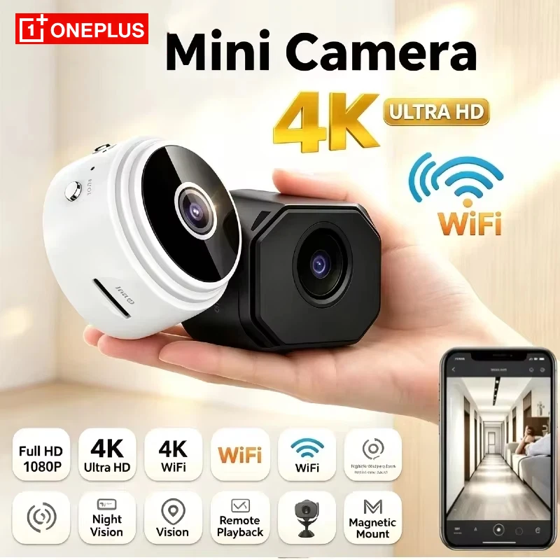 OnePlus A9 4K Ultra HD WiFi Security Camera Wireless Indoor Home Surveillance Camera  App Remote View Micro SD Card Local Video