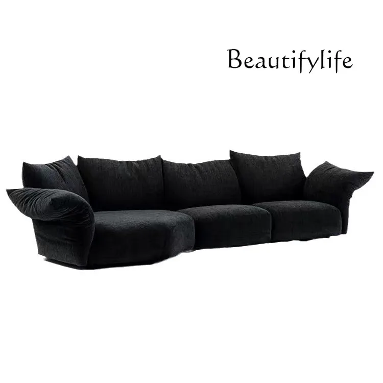 

Italian minimalist petal fabric straight row sofa modern living room type cream wabi sabi corner sofa