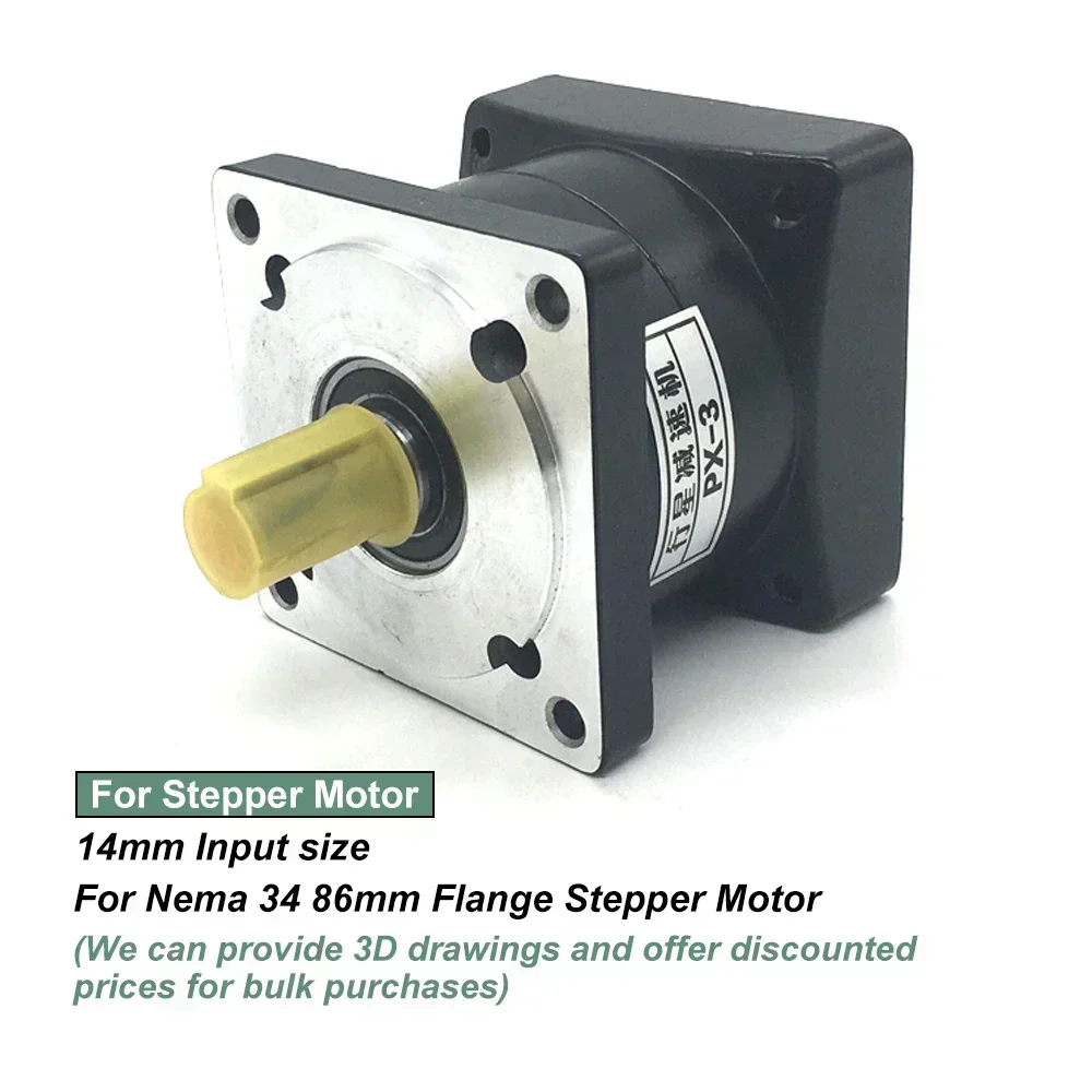 Nema34 Planetary Gearbox Motor Reducer Step-down Gearbox 14mm Input Ratio 5:1/10:1/50:1/100:1 for 86 Stepper Motor