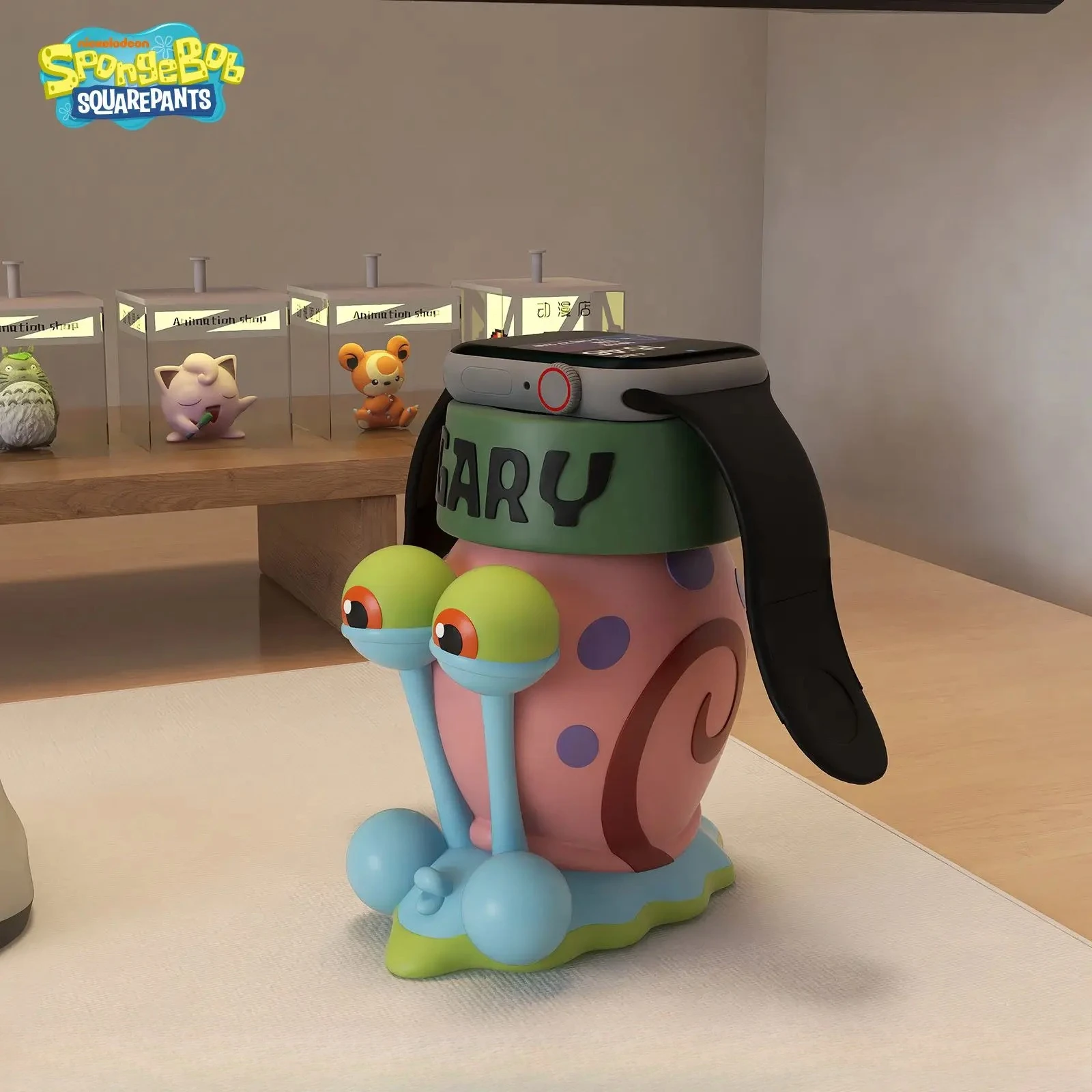

Gary the Snail Universal Watch Charging Stand Office Desktop Creative Cartoon Decorative Ornament Yellow Sponge Merchandise