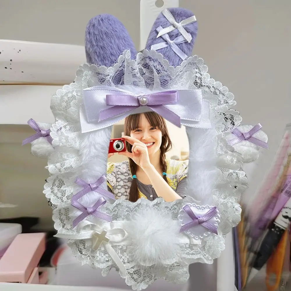 New 3 Inch Plush Card Holder Bow Lace Idol Photo Case DIY with Ribbon ID Card Protection Cover