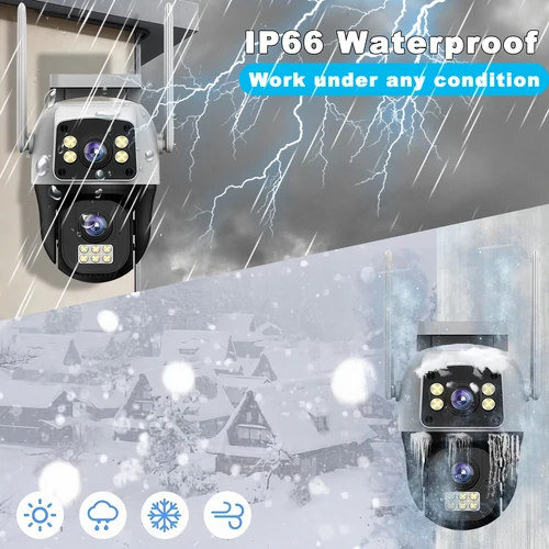 Imagen 2 del producto 4K 8MP 4G SIM Cámara IP Lente dual al aire libre impermeable 360 ° Cámaras PTZ de protección de seguridad CCTV de videovigilancia de detección humana