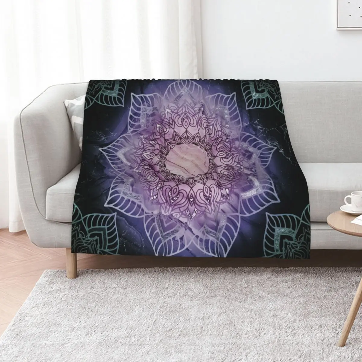 

Stylish Mandala in Teal and Purple Throw Blanket Thin Stuffeds Comforter Quilt Blankets